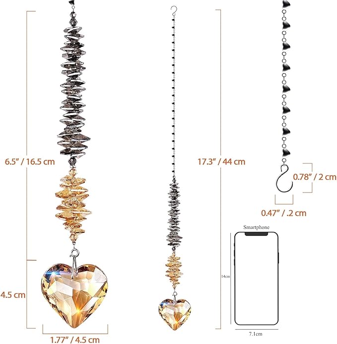 Champagne Glass Heart Crystal Ball Suncatcher, Prism Pendant for Windows, Chakra Indoor Outdoor Hanging Decoration, Rainbow Maker Gifts for Women, Mom and Children…