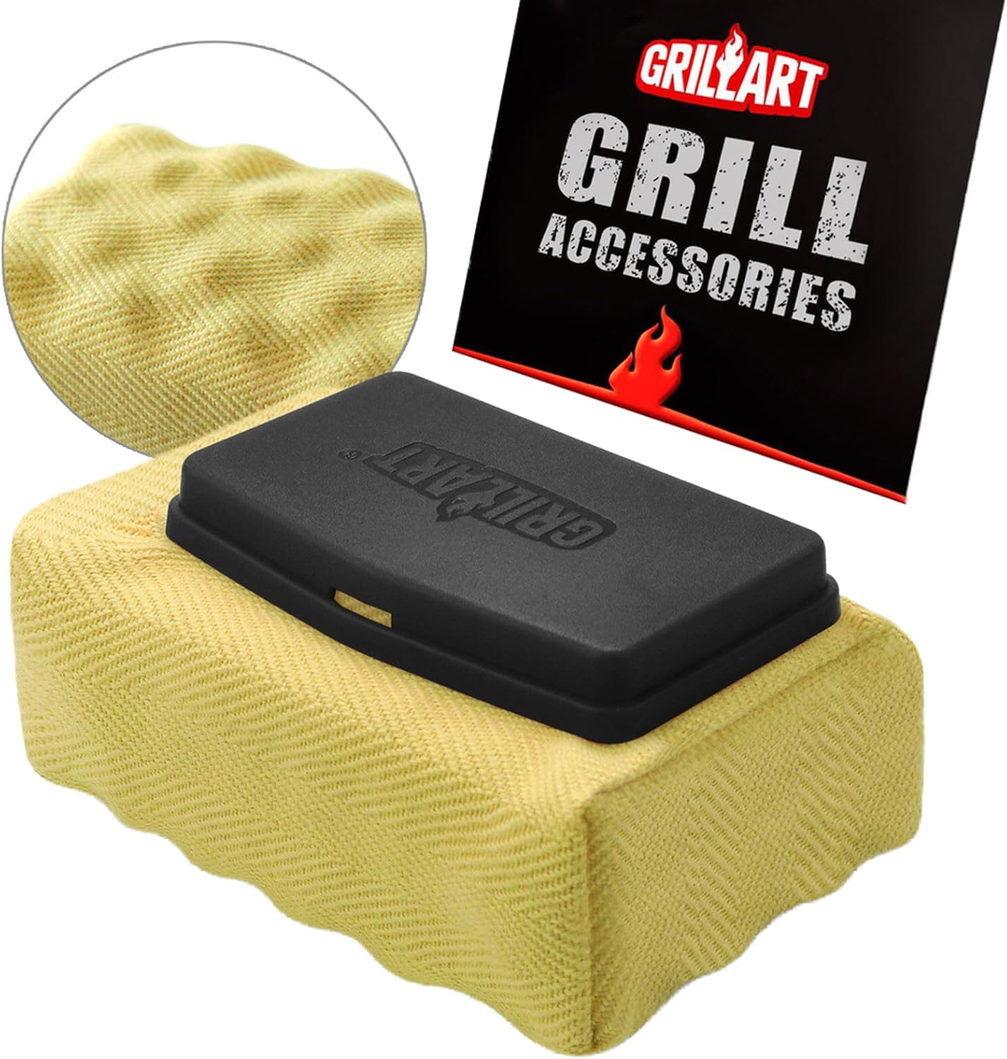 GRILLART Grill Brush Bristle Free, Replaceable BBQ Cleaning Head (No Handle), Safe Replacement Cleaning Pad for Cast Iron/Stainless-Steel Grates - Black