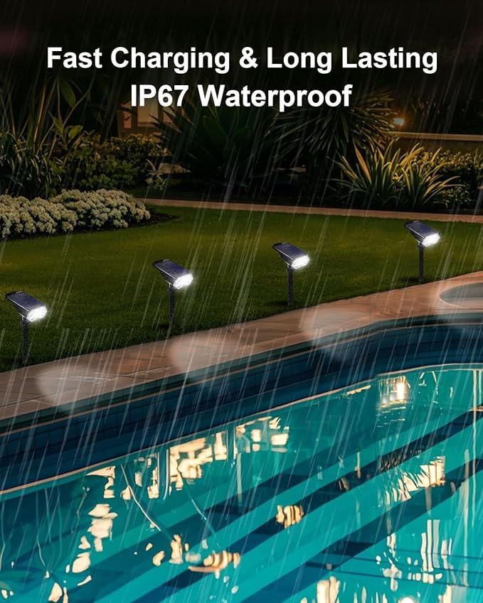 4 Pack Solar Powered Outdoor Spot Lights Outside Waterproof 20 LEDs Landscape Spotlights Dusk to Dawn for House Yard Tree, Plants, Walls, Path, Garden, Statues, Superior Accent Uplighting Cool White