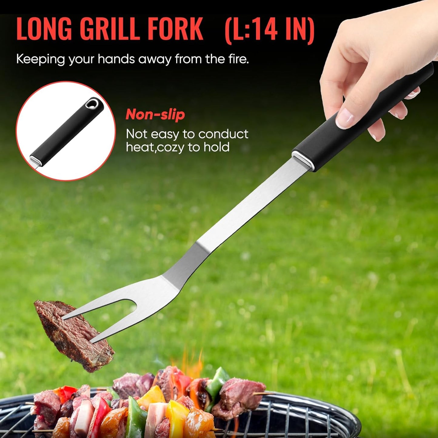 BBQ Accessories Grill Tools Set,Stainless Steel Barbecue Grill Accessories for Outdoor Grill,Professional Barbecue Utensils Grilling Accessories for Camping/Backyard,Grilling Gifts for Men/Women