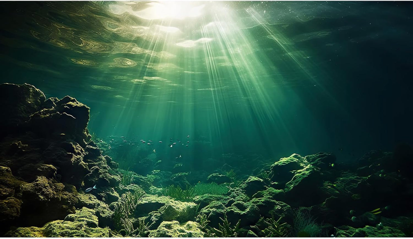 Under The Sea Aquarium Background Underwater Fish Tank Background Ocean Floor Rock Cave Sunray Terrarium Backgrounds Tropical Fish Ocean World Aquarium Reptile Tank Backgrounds 48x18in