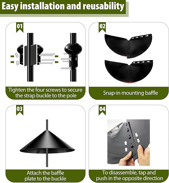 19-inch Squirrel Baffle, Squirrel-Proof for Bird Feeder Pole, Birdhouse Baffle for Shepherd's Hook in The Outdoors,Black(1 Pack)