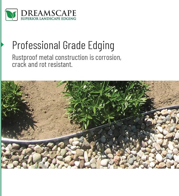 Dreamscape E-Z Edge Aluminum Landscape Edging - 8 Strips, 6ft Each (48ft Total), Brown - Professional Quality Landscaping Border, Metal Divider for Lawn, Garden, Flowerbed…