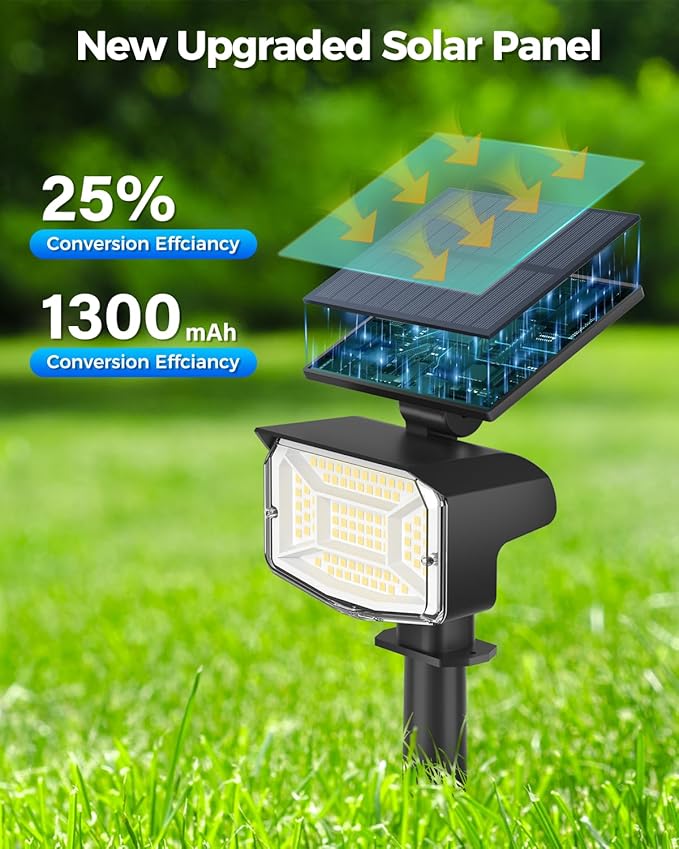 Solar Lights Outdoor Color Changing, 85 LEDs 9 Lighting Modes RGB Solar Outdoor Lights, IP67 Waterproof Multicolor Landscape Spotlights for Halloween Holiday Decorations (2 Pack)