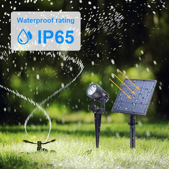 APONUO Metal Solar Spot Lights Outdoor with 9.8ft Cable Solar Powered Landscape Lighting Low Voltage IP65 Waterproof Auto On/Off for Outside Garden Yard Landscape Pathway Garage-Warm White(1-in-1)