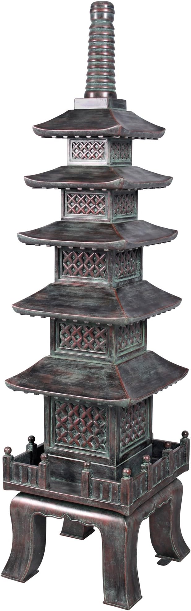 Design Toscano Nara Temple Pagoda Asian Decor Garden Statue, Grande 71 Inch Tall, Fiberglass Cast Stone Resin, Verdigris Green Bronze Finish