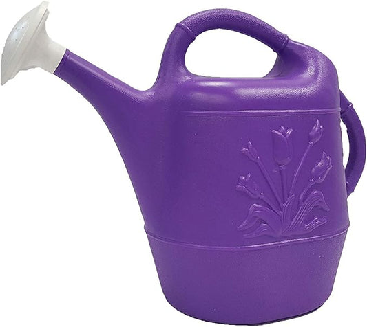 PMU 2 Gallon Watering Can - Garden Watering Can for Indoor & Outdoor Plants - Plastic Water Can with Detachable Sprinkler Head - Large Water Pot, Made in USA - Purple Pkg/12
