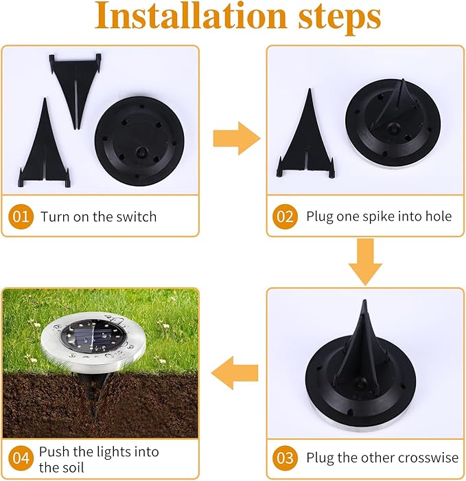 Solar Lights Outdoor Waterproof, 12 Packs Bright Solar Ground Lights with Updated 12 LEDs, Solar Garden Lights Landscape Lights for Pathway Walkway Driveway Patio Yard Deck Lawn Decor (Cold)