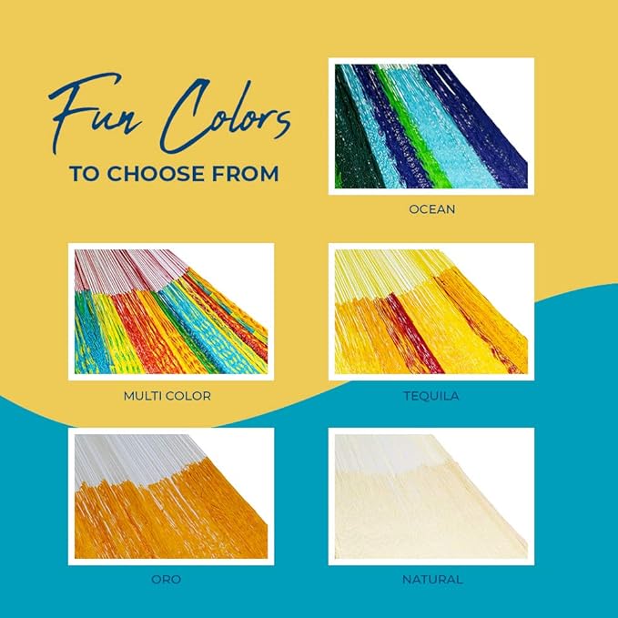 Hammocks Rada Mayan-Made Matrimonial Yucatan Hammock - Two Person Hammock - Artisan Crafted in Central America - Fits 12.5 to 13 Feet Hammock Stand - Up to 550 Pounds, Sky Blue - Hanging Bed