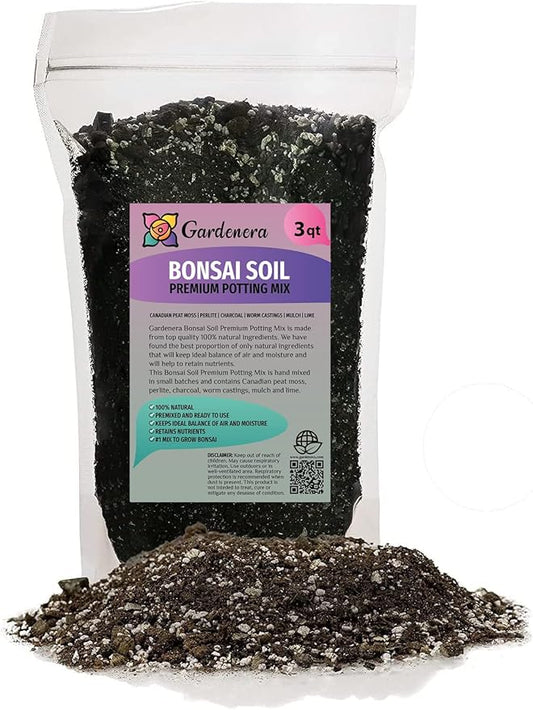 Pro Bonsai Soil Premium Potting Mix - Achieve Bonsai Perfection with Natural Ingredients for Ideal Air and Moisture Balance - 3 Quart