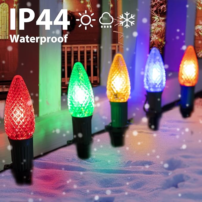 Brightown Strawberry C9 Christmas String Lights Outdoor - 25.7 Feet 20 LED Pathway Lights, Connectable C9 Walkway Lights, Waterproof Christmas Lights Outdoor Decoration for Lawn Outside, Multicolor
