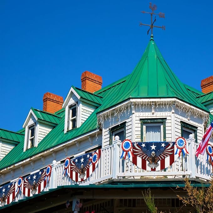 FLAGWIX American Flag Patriotic Eagle American Non-Pleated Fan Flag TPT1636F, 1.5x3 ft, 2 Pack Suitable for Outdoor and Indoor