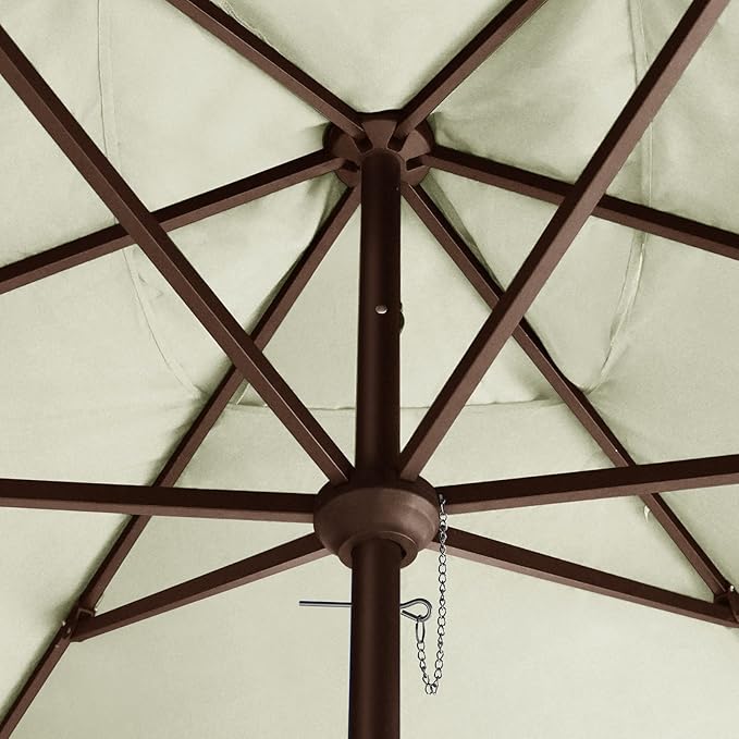 EliteShade USA 10-Year-Non-Fading 6.5x10Ft Rectangular Market Umbrella Patio Umbrella Outdoor Table Umbrella with Ventilation, Natural