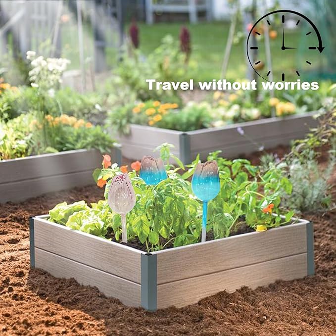 2 PC Glass Water Globes for Plants, Self-Watering Plant Device Plant Watering Globes Tulips Insert Spikes Drip Devices for Indoor & Outdoor Plants