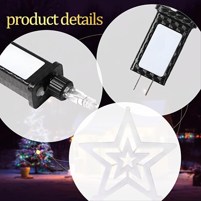 3 Pcs Christmas Decorations Star String Lights 3 Size 108/135/162 LED Waterproof String Lights with Christmas Tree Topper Lighting 8 Modes Waterfall Lights for Garden Yard Party, Warm White