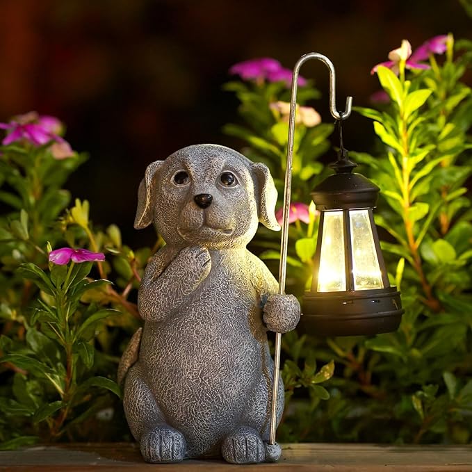 Solar Garden Decor Statues Figurine: Garden Art for Patio Balcony Yard Lawn - Unique Christmas Birthdays Gifts for Mom Grandma Women Wife Sister