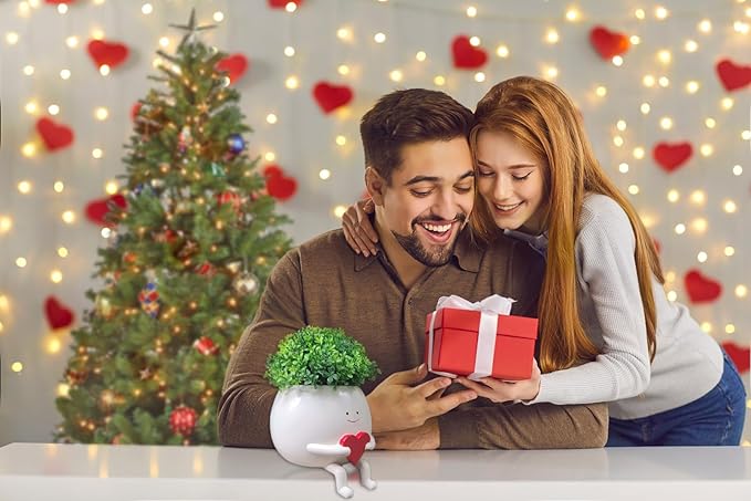 Face Planter Pots Head Cute Resin Cactus for Indoor and Outdoor Face Vase Home Decor Bookshelf Decor Unique Loving Heart Succulent Pots