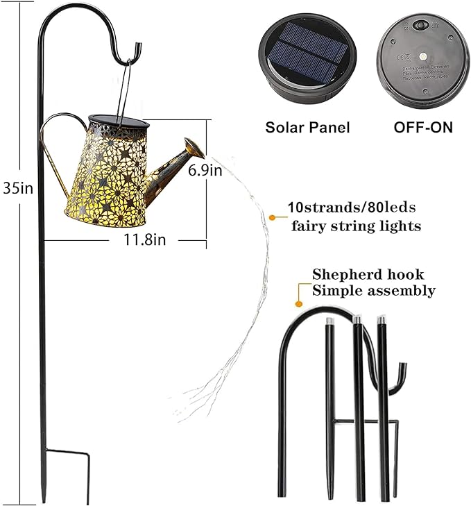 VOOKRY Solar Watering Can Lights, Large Hanging Solar Lights Outdoor Decorative Garden Decor Waterproof for Outside Patio Yard Porch Lawn Landscape Birthday Gifts for Women Mom Grandma(Blue)