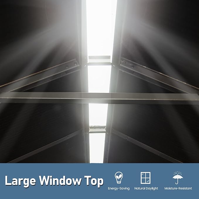 Domi 5x3 FT Outdoor Resin Storage Shed, All-Weather Double-Wall Storage Building for Backyard, Garden, Lawn Tools, Mower, Bike & Pool Equipment, Lockable Doors, Ventilated Roof, Grey