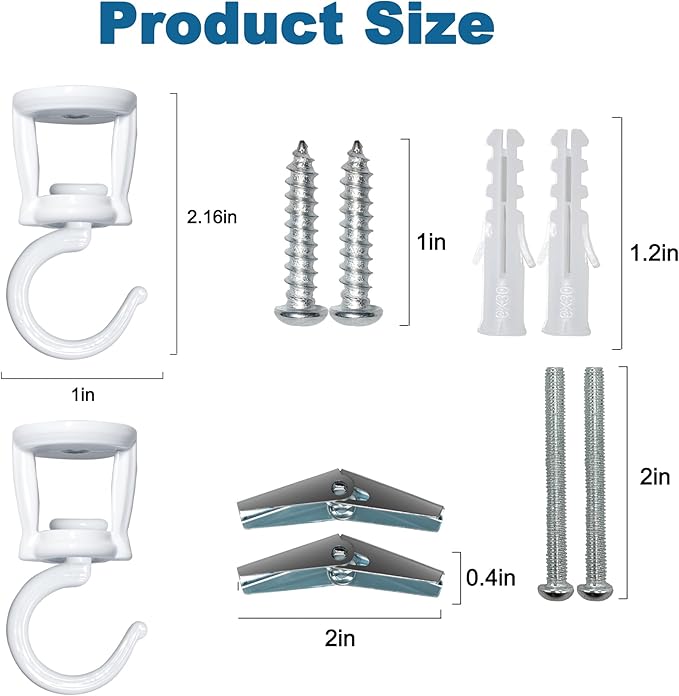 Ceiling Hooks for Hanging Plants (2 PCS),White, Heavy Duty Metal Plant Hooks for Ceilings, Screw-in Hooks for Hanging Birdfeeders, Lamps, Planters, Outdoor Decorative Hooks up to 33 lbs.