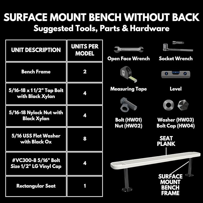 Heavy-Duty Outdoor Bench Thermoplastic Coated, Expanded Metal, Commercial-Grade Seating, Made in America (Surface Without Back, 6 Ft, Textured Yellow)