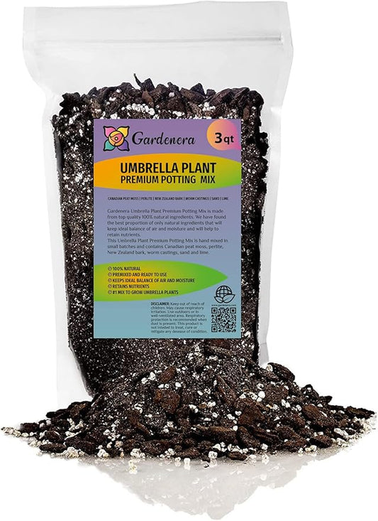 Umbrella Plant Premium Potting Mix - Optimal Balance of Air, Moisture, and Nutrients for Thriving Plants - 3 Quart