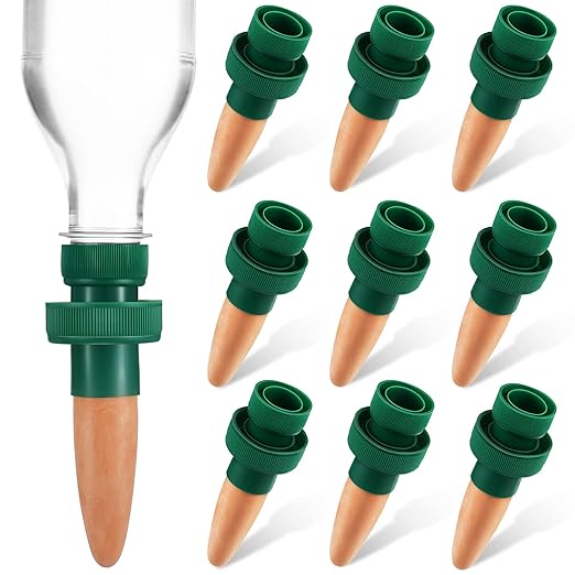 Patelai Terracotta Plant Watering Spikes Self to Use with Cola Bottles Houseplant Watering Stakes Automatic Irrigation System (10 Pack,Terracotta)