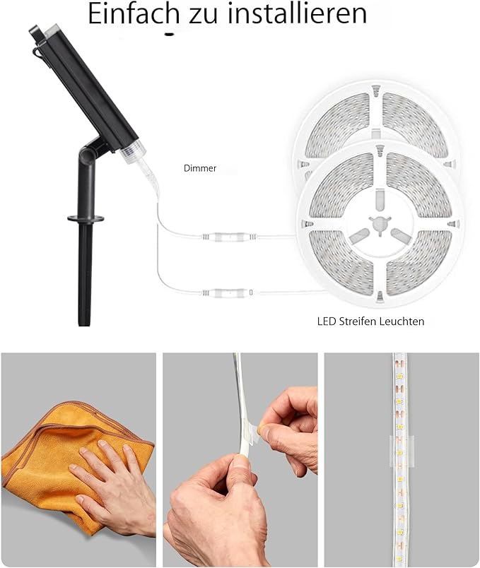 32.8FT 600LED Solar LED Strip Lights Outdoor, Outdoor String Lights Waterproof, 8 Modes Solar Rope Lights with Remote for Step, Stair, Deck, Fence, Patio,Yard Decor (Cool White, 32.8 FT)