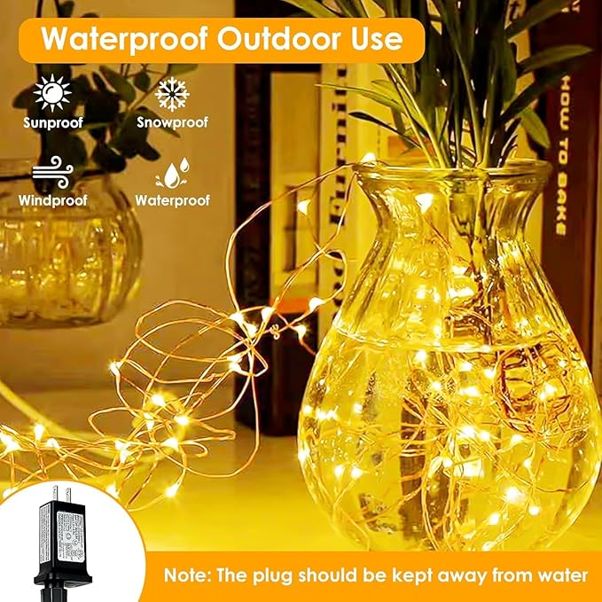 66Ft 200LED Fairy Lights Plug in with Remote, Waterproof String Lights Outdoor & Indoor 8 Modes with Timer, LED Twinkle Lights for Girl's Room Garden Patio Halloween Christmas Decorations (Warm White)