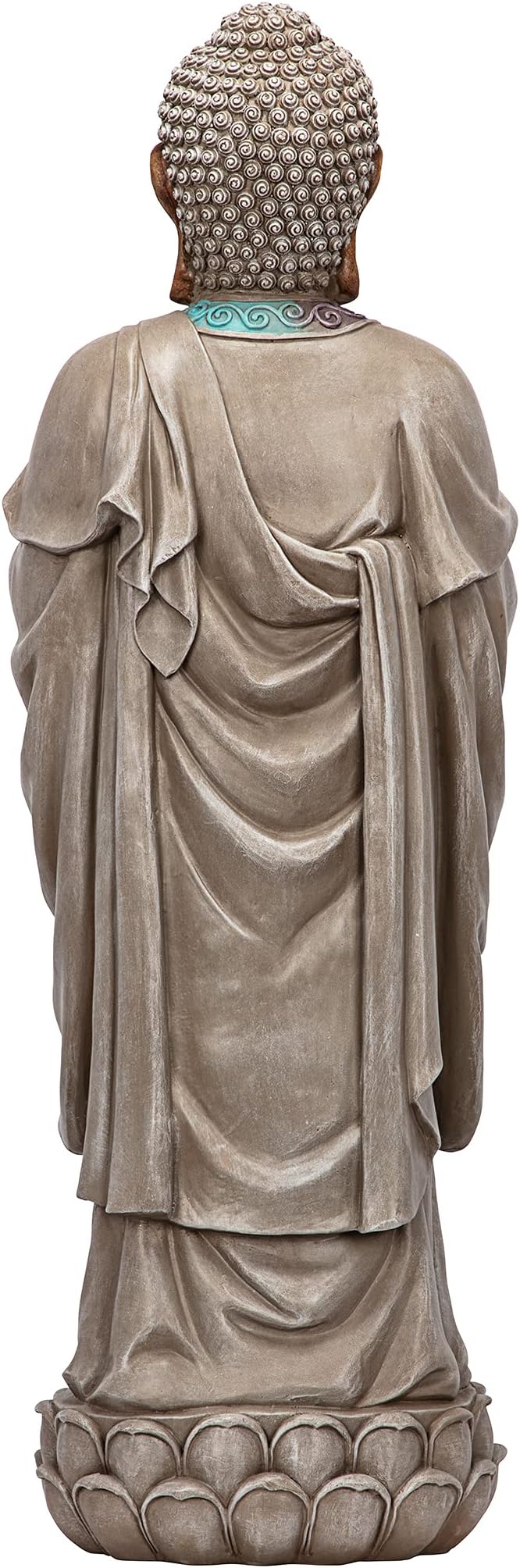 Design Toscano Bodh Gaya Asian Garden Statue, 9 inches wide, 30 inches tall, Cast Stone Resin, Faux Stone & Metallic Finish