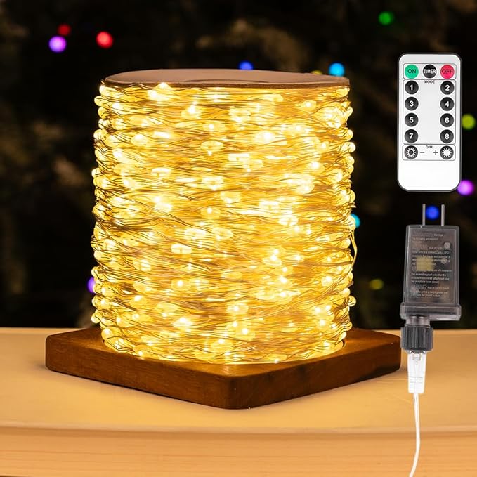 Fairy Lights Plug in,660FT 2000 LEDs Waterproof Led String Lights,Twinkle Light with 8 Modes Remote for Outdoor Indoor Christmas Wedding Birthday Garden Party Decorations,Warm White