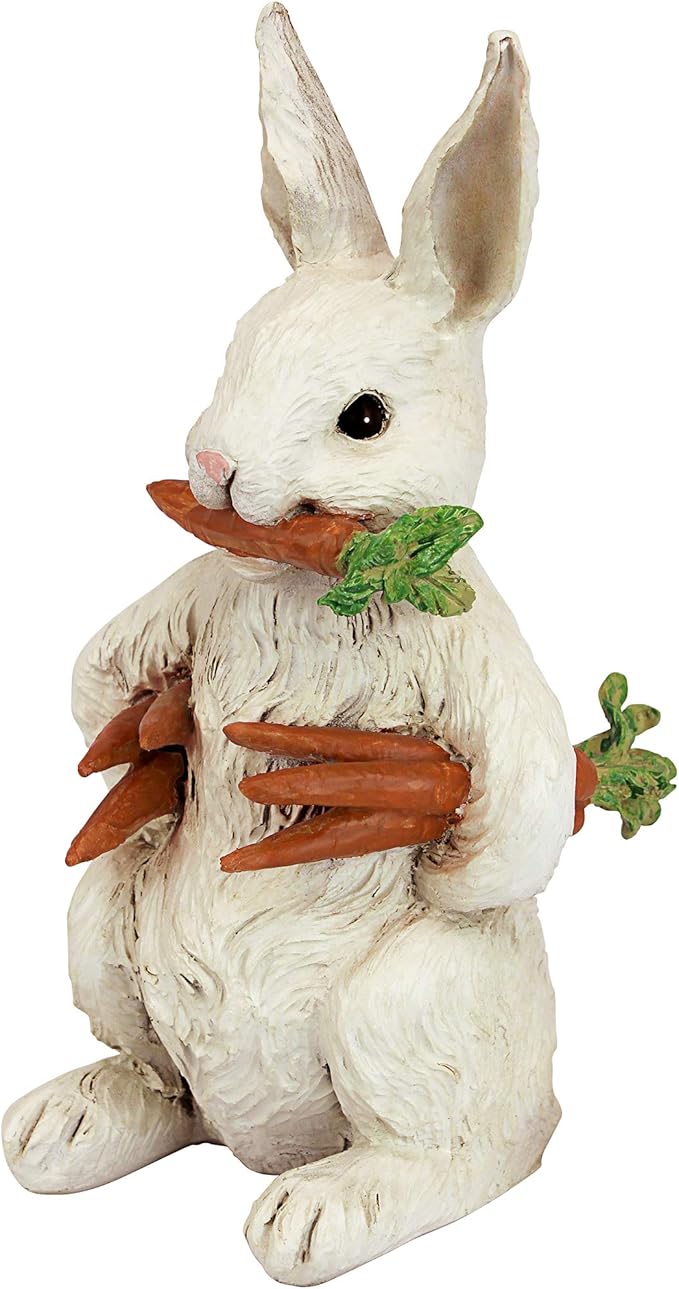 Design Toscano EU1054 Carotene The Rabbit with Carrots Easter Décor, Indoor/Outdoor Garden Statue, 6 Inches Wide, 12 Inches Tall, Handcast Polyresin, Full Color Finish