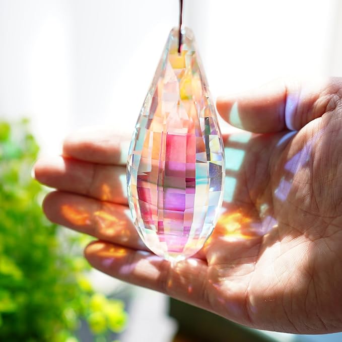 HDCRYSTALGIFTS Pack 2,120mm Colorful Crystal Suncatchers Prisms Hanging Ornaments for Window Rainbow Maker Crystal Prisms Pendant Home Garden Decoration