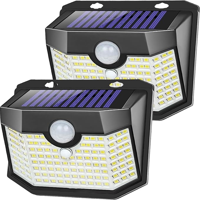 Aootek Motion Sensor Light 2 Packs, Solar Lights Outdoor Waterproof with 3 Lighting Modes Solar Powered Wall Lights Outside for Garden Patio Garage Yard Deck