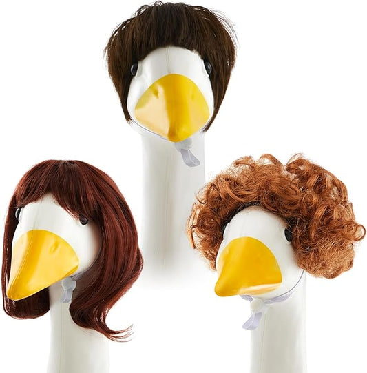 3 Pcs Porch Goose Outfit, Cute Porch Goosey Braid Wig, Crochet Hook Portico Goose Wig for Lawn Goosey Garden