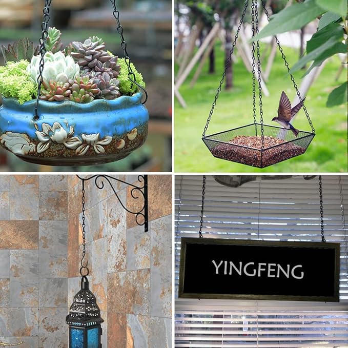 4 Pack 35 Inches Hanging Chains Black, Garden Plant Hangers, for Bird Feeders, Billboards, Chalkboards, Planters, Lanterns, Wind Chimes and Decorative Ornaments