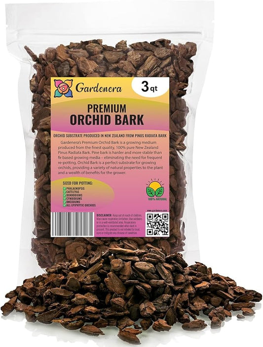 New Zealand Pinus Radiata Bark - Organic Hand Mixed New Zealand Orchiata Pine Bark for Orchids - Medium Chips 9-12mm - 3 Quart Bag