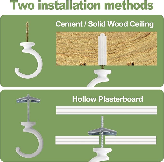 4pcs Ceiling Hooks for Hanging Plants, Lights - Metal Small Heavy Duty Indoor/Outdoor Wall Plant Hanger Swag Hooks