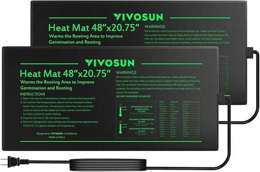 VIVOSUN 2-Pack 48" x 20.75" Durable Waterproof Seedling Heat Mat, UL & MET-Certified Warm Hydroponic Heating Pad for Germination, Indoor Gardening, Greenhouse