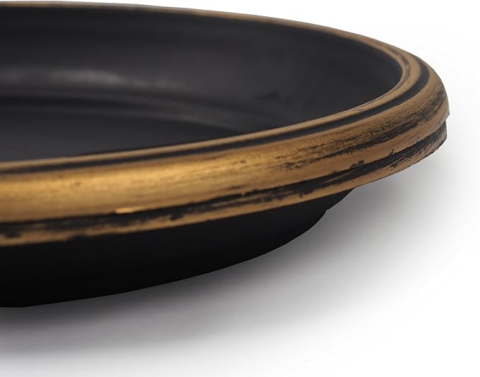 Decorative Heavy Duty Tray/Saucer (2 Pack) Rustic Medieval/French Country Look, Pot/Planter Base for Indoor/Outdoor Decor Use. Long Lasting, Reusable Light Weight (11 inches, Gold)