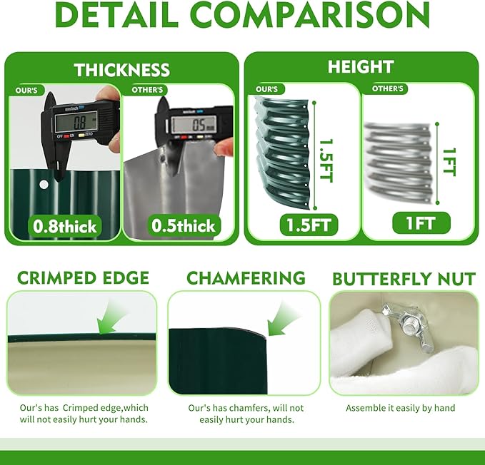 17" Tall Outdoor Garden Raised Garden Bed Kits,5ft X 2ft Oval,0.8MM Thick Metal Raised Planter Bed/Ground Planter Box for Variety of Flowers,Herbs,Vegetables (Dark Green, 60X24X16.5 Inches)