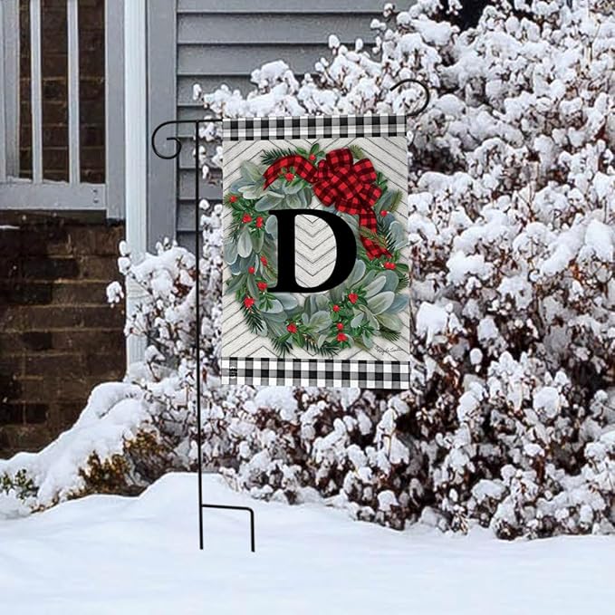 Briarwood Lane Winter Wreath Monogram Letter D Garden Flag