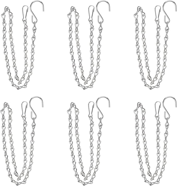 6 Pack 19.7 Inch Silver Hanging Chain for Hanging Bird Feeders, Bird Houses, Planters, Baskets, Birdbaths, Lanterns, Wind Chimes, Billboards, Signs and Ornaments