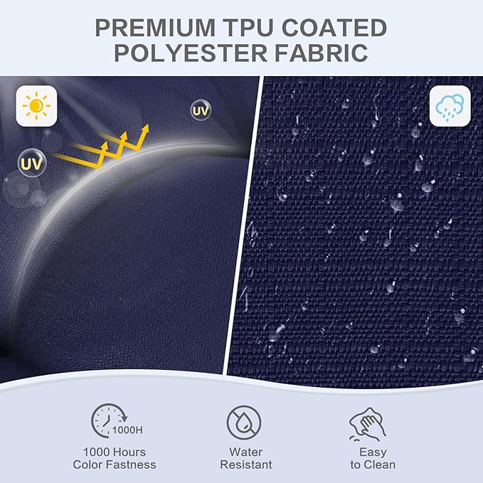 Aoodor 19" x 19" x 5" Tufted Outdoor Chair Cushions, Water Resistant & Fade Resistant Polyester Dining Chair Pads with 2 Straps for Patio Furniture, Set of 4