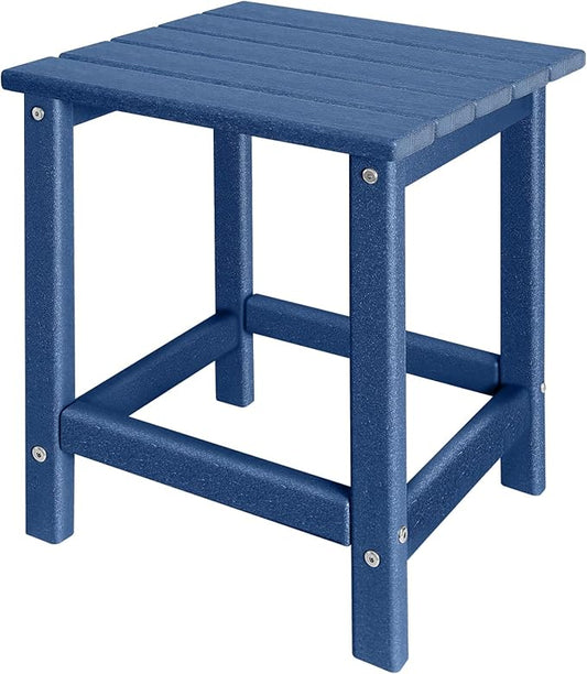 Adirondack Side Table Outdoor, HDPE Small Outdoor Table for Patio, Outside End Table, Blue, 13.98" x 13.19" x 16.73"