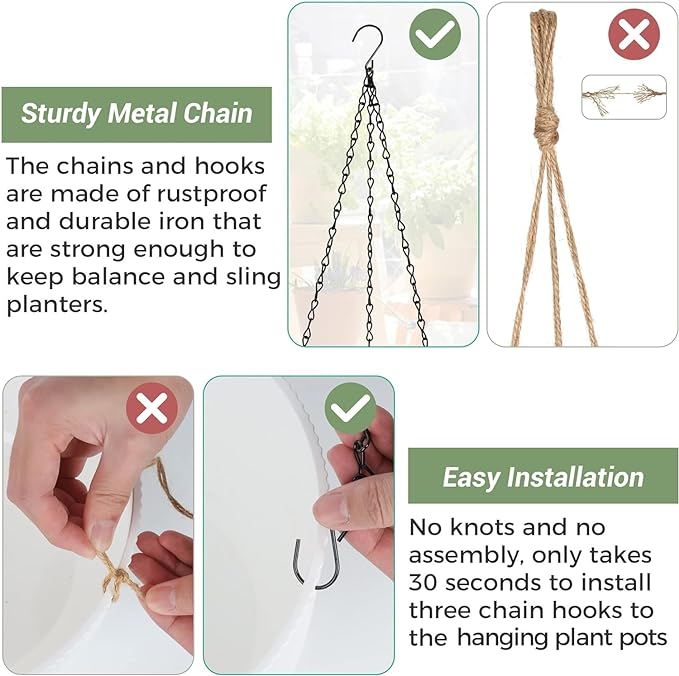 T4U 10 Inch Hanging Planters for Indoor Outdoor Plants, Hanging Baskets for Plants Pack of 2, Self Watering Hanging Pots with Drainage Hole for Garden Home Decor, Blue