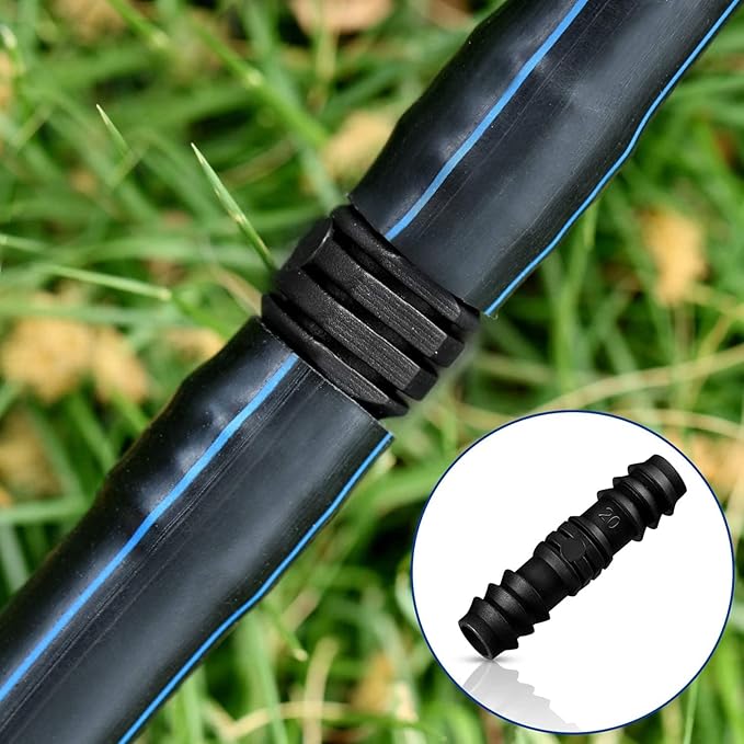 Maitys Irrigation Fittings Kit for Tubing 32 Piece Set, 8 Tees, 8 Couplings, 8 Elbows and 8 End Cap Plugs Barbed Connectors for Drip Sprinkler Systems, Garden, Patio, Lawn or Flower Bed (1/2 Inch)
