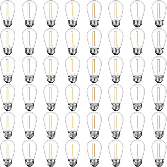 48 Pack Shatterproof LED Replacement Bulbs for Outdoor String Lights, S14 Edison Bulbs for Patio String Lights Outdoor Waterproof, Warm White 2200K, Dimmable, E26 Standard Base