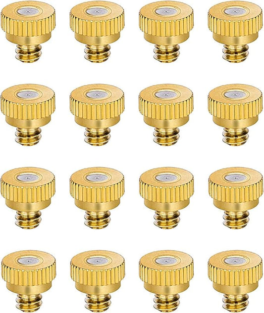 Aopin G 3/16 Brass Misting Nozzles 0.6mm / 0.024" Orifice Atomizing Mister Sprayer Nozzle Suitable For Outdoor Cooling,Garden Irrigation,Fountain, Crop Nutrient Injection, Greenhouse 16 Pcs