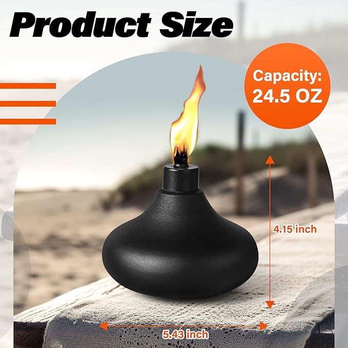 6 Pack Metal Table Top Torches, 24.5oz Citronella Torches for Outside, Refillable Flame Light Torch, Decorative Tabletop Lantern for Yard, Patio, Deck, Garden, Party, Landscape